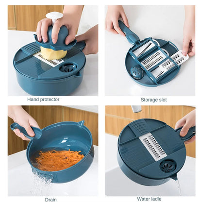 Vegetable Cutter Multifunctional Potato Shredder Household Scraping Radish Grater Slicer with Container Kitchen Gadgets