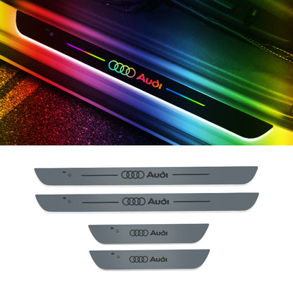 Acrylic Universal Car Led Welcome Pedal Light Led Moving Door Scuff Led Door Sill Scuff Plate car logo  4PCS Set
