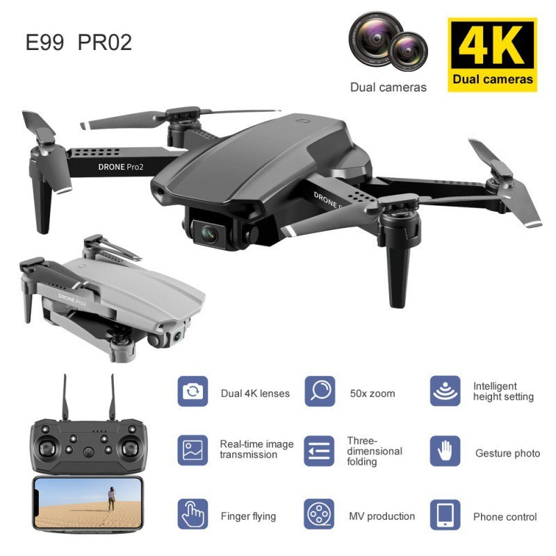 E99 PRO2 Drone Folding Quad-Axis Aerial Photographer Long Range Fixed Height Remote Control Aircraft Boys Toys