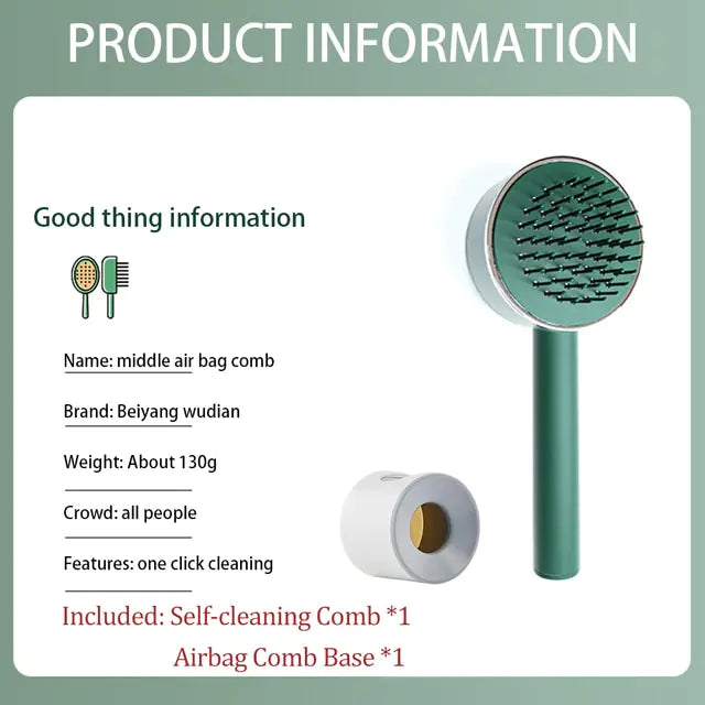 New One-key Self-cleaning Fine Teeth Hair Brush