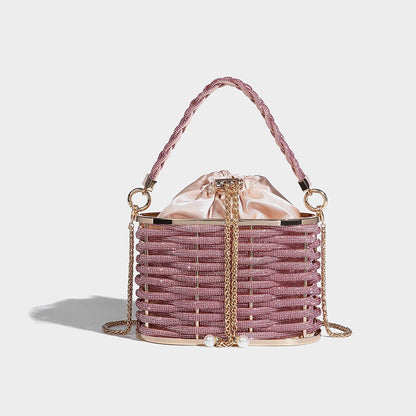 Sparkling Water Diamond Rope Vegetable Basket Bird Cage Banquet Water Bucket Hand Carrying Crossbody Bag