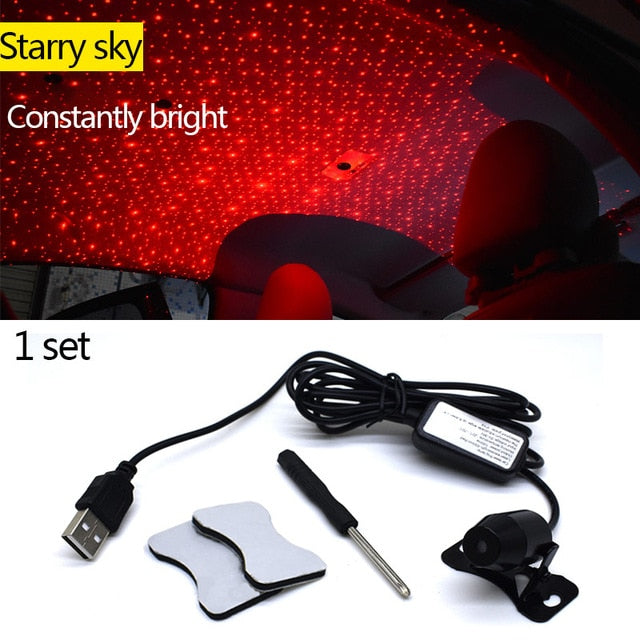 Light Projector Car Decoration Light USB LED Starry Sky Star DJ RGB Laser Projector Music Sound Remote Control Auto Car Styling