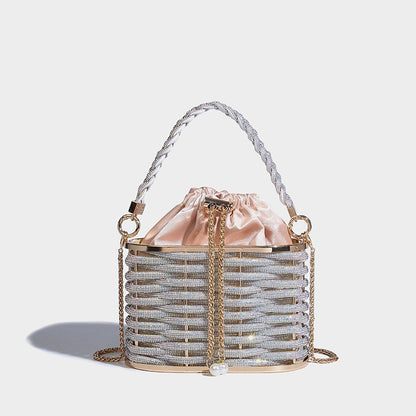 Sparkling Water Diamond Rope Vegetable Basket Bird Cage Banquet Water Bucket Hand Carrying Crossbody Bag