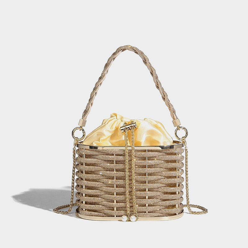 Sparkling Water Diamond Rope Vegetable Basket Bird Cage Banquet Water Bucket Hand Carrying Crossbody Bag