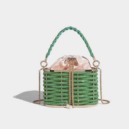 Sparkling Water Diamond Rope Vegetable Basket Bird Cage Banquet Water Bucket Hand Carrying Crossbody Bag