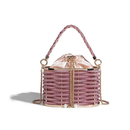 Sparkling Water Diamond Rope Vegetable Basket Bird Cage Banquet Water Bucket Hand Carrying Crossbody Bag