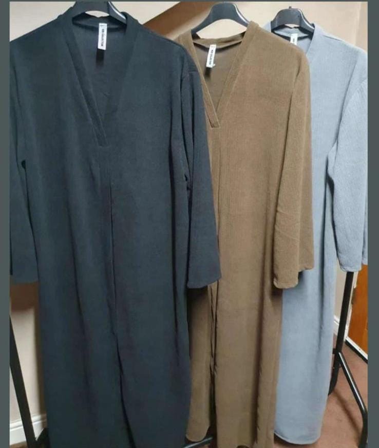 Long Corduroy Abaya Dress