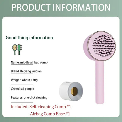 New One-key Self-cleaning Fine Teeth Hair Brush