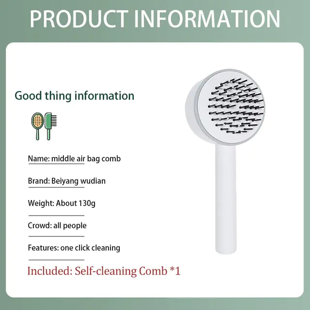 New One-key Self-cleaning Fine Teeth Hair Brush