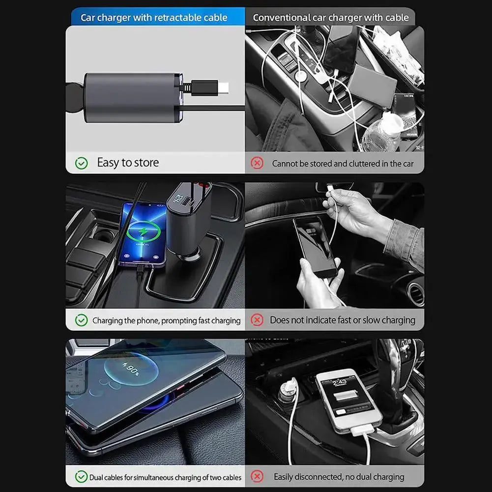4 IN 1 Car Charger Retractable 100W Fast Charger